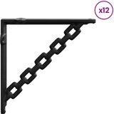  Nosači za zidne police 12 kom. Crna 10.5 x 10.5 x 3 cm Čelik | shoptok.hr