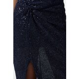Trendyol Navy Blue Fitted Knitted Shiny Sequin Sequined Elegant Evening Dress | Shoptok.si