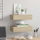  Zidne police s ladicom 2 kom boja hrasta 40 x 23,5 x 10 cm MDF | Eponuda.com
