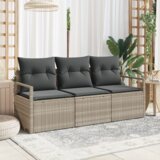 vidaXL Set vrtnog kauča od 3 dijela s jastucima svjetlosive boje, poli ratan | shoptok.hr