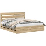  Krevetna konstrukcija s ladicama Sonoma hrast 200 x 200 cm | shoptok.hr
