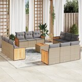 Maison Chic Seti vrtnega pohištva - Vrtna garnitura - Vrtni pohištvo set 13-delna z blazinami bež poli ratan, (21809815) | Shoptok.si