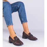 Gemre Brown women's heeled shoes with metallic decoration Sopolino | Shoptok.si