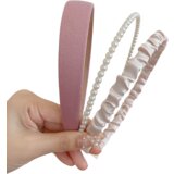 INF Elegantni biserni naglavni trakovi za ženske, 3 kosi Pink, (21543982) Cene