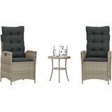  3-dijelni bistro set s jastucima svjetlosivi od poliratana - svjetlosiva i antracit 1 | shoptok.hr