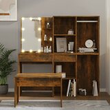 vidaXL Komplet toaletnih mizic z LED lučkami dimljeni hrast | Shoptok.si