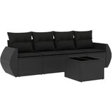 Maison Chic Seti vrtnega pohištva - Vrtna garnitura - Vrtni pohištvo set 5-delna z blazinami črn poli ratan, (21820472) | Shoptok.si