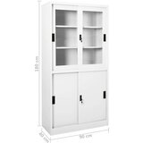 vidaXL Pisarniška omara z drsnimi vrati bela 90x40x180 cm | Shoptok.si