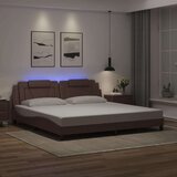  Okvir kreveta s LED svjetlima smeđi 200 x 200 cm umjetna koža | shoptok.hr