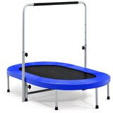  Trampolin za 2 osebi z ročajem, nastavljivim po višini, mini trampolin 154 x 90 x 92 -132 cm moder | Shoptok.si