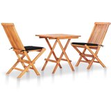 vidaXL 3-dijelni bistro set s crnim jastucima od masivne tikovine Cijene