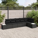 vidaXL set vrtnih sofa od 6 dijelova s jastucima, crni poli rattan Cijene
