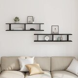  Zidne police 2 kom. Crni hrast 105x18x20 cm Konstruirano drvo | Shoptok.si