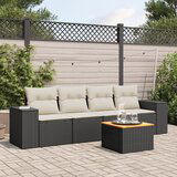  The Living Store Vrtna sedežna garnitura 5-delna z blazinami črn poli ratan - Vrtna Sedežna Garniture, (21476061) | Shoptok.si