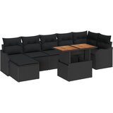 vidaXL 8-delni vrtni set s sofami in blazinami v črnem poli ratan, 2-sedežna vrtna sofa z blazinami v črnem poli ratan Cene
