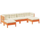  6-dijelni set vrtnih sofa s jastucima voštano smeđi od borovine | shoptok.hr