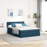  Ottoman krevet s madracem i LED diodama tamnoplavi 140x200 cm baršun | Shoptok.si