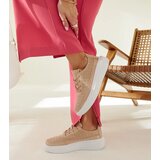 Gemre Lori women's gold lace-up platform sneakers with cutouts | Shoptok.si