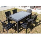 Bastenski set zeugma 6 stolice i sto 150x90 sa staklom crna