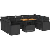  10-dijelni set vrtnih sofa s jastucima crni od poliratana Slike