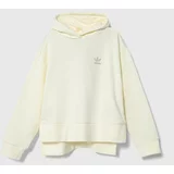 Adidas Otroški bombažen pulover bež barva, s kapuco