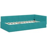  Kutni okvir kreveta s uzglavljem Tirkizna 90 cm x 190 cm Baršun | shoptok.hr