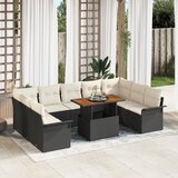 vidaXL 10 delni vrtni kavč set z blazinami črni poli ratan | Shoptok.si