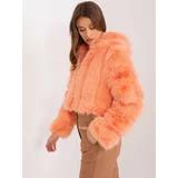 Fashion Hunters Peach transitional jacket made of eco-fur