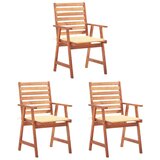 Maison Chic Vrtni jedilni stoli - Stol za vrt 3 kosi z blazinami trden akacijev les JS354, (21878258) | Shoptok.si