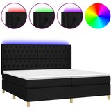  Krevet box spring s madracem LED crni 200x200 cm od tkanine | shoptok.hr
