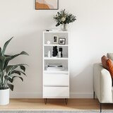 The Living Store Visoka omara visok sijaj bela 40x36x110 cm inženirski les - Visoka Omarica, (21657671) | Shoptok.si