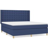 vidaXL Box spring postelja z vzmetnico modra 160x200 cm blago, (20893479) Cene