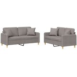  2-dijelni set sofa s jastucima smeđesivi od tkanine | shoptok.hr