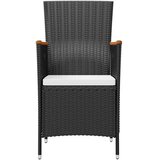  7-Dijelni vrtni blagovaonski set od poliratana s jastucima Crna Dužina stola 150 cm | shoptok.hr
