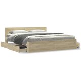  Okvir za krevet s uzglavljem boja hrasta 180x200 cm drveni | shoptok.hr
