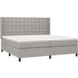  Krevet box spring s madracem LED svjetlosivi 200x200 cm tkanina | shoptok.hr
