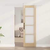  Klizna vrata 61 x 198,5 cm Masivna borovina i staklo Prirodna | shoptok.hr