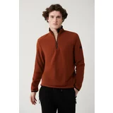 Avva Men's Tile Fleece Sweatshirt High Neck Cold Resistant Half Zipper Regular Fit