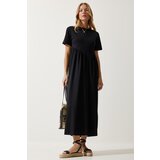 Happiness İstanbul Women's Black Gathered Long Knitted Dress Cene