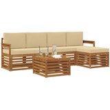  Set vanjskih sofa 6 kom. Prirodna i bež Bijela 59 x 59 x 37 cm | Shoptok.si