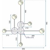 Toolight moderna stropna svjetilka crna 6 krakova led APP521-6C | shoptok.hr