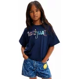 Desigual Otroška bombažna kratka majica mornarsko modra barva