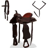 vidaXL Western sedlo, uzda in oprsnica pravo usnje 16" rjave barve | Shoptok.si
