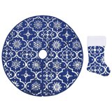  Luksuzna podloga za božićno drvce s čarapom plava 90 cm tkanina | shoptok.hr