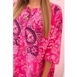 Kesi Włoski Women's cotton blouse with rolled-up sleeves and paisley pattern fuchsia | shoptok.hr