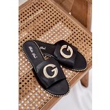 Boto Eco Leather Flat Sandals Women With Decorative Detail Black Frelie | shoptok.hr