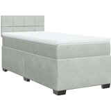 vidaXL Box spring postelja z vzmetnico svetlo siva 90x200 cm žamet | Shoptok.si