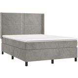  Krevet box spring s madracem LED svjetlosivi 140x200 cm baršun | shoptok.hr