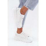 EVENTO Leather Sneakers On Chunky Platform White Sylvessa Cijene