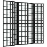  Sklopiva sobna pregrada 5 panela japanski stil 200x170 cm crna | shoptok.hr